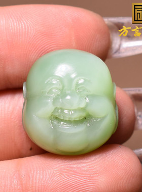 黑杨洞特色果绿手工精雕弥勒佛头