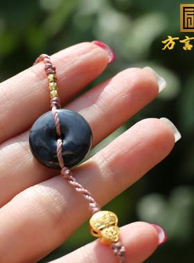 温润细腻青花籽料平安扣手串手链