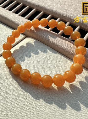 惊喜方言和田玉精品特色细腻黄金黄缅黄油润8.5mm男女手链手串O1