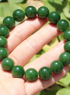 方言和田玉俄料老坑阳绿碧玉手串