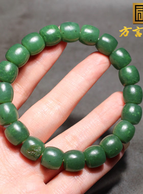 新疆策勒戈壁碧玉11mm直切珠手串