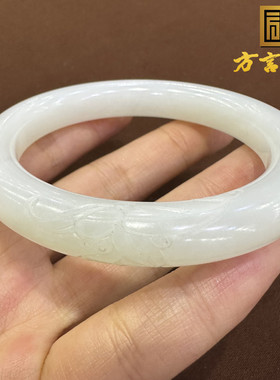 嗨翻天方言和田玉精品珍藏级俄料羊脂白玉内径55mm女士正装手镯O1
