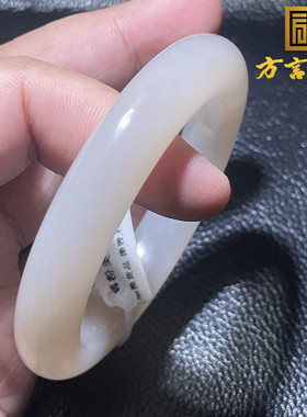 稀缺方言和田玉收藏级青海老坑料细润温润藕粉肉粉内径54MM手镯S9