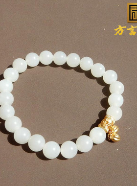 新疆且末老料细腻白玉卡8mm手串