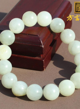 白青花籽料12mm圆珠玉手串手链