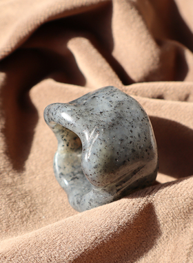 新疆青花籽料花朵卡21mm戒指扳指