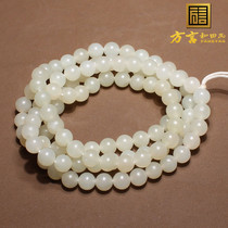 Dialect brand and Tian jade Russia material fine and close to no structure sheep fat white jade round pearl 6mm necklace multi-circle bracelet A0