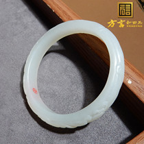 Dialect and Tian jade collection Qinghai material ice bottom white jade master worker 58mm Phoenix peony lady bracelet Z2