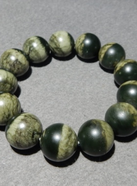 方言和田玉青籽留毛孔聚宝盆手串