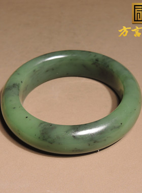 精品放漏方言和田玉俄罗斯油润细腻阳绿色碧玉料55mm宽条手镯h2