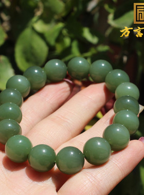 俄罗斯料菠菜绿碧玉12mm圆珠手串