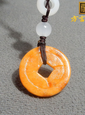 特惠价方言和田玉精品老熟唐河料黄沁黄玉平安扣手机链吊坠挂件R5
