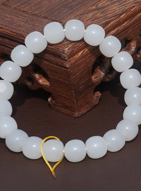 方言和田玉新疆挂金皮白玉籽手串