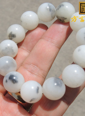 高脂高白意境白青花籽料圆珠手链