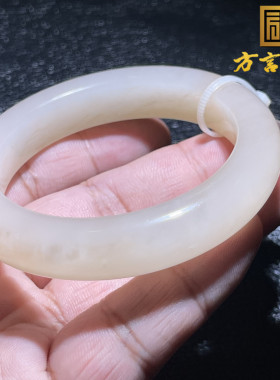 稀缺方言和田玉收藏级青海老坑料细润藕粉羊脂白玉内径53MM手镯S9