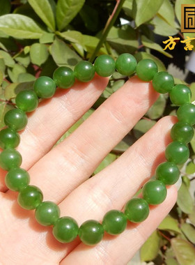 俄料菠菜绿碧玉油润8mm圆珠手串