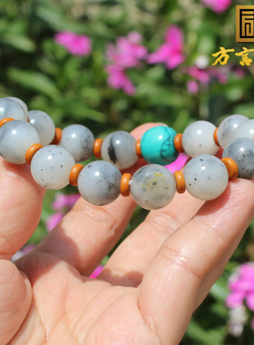 方言和田玉挂金皮点墨青花籽手串