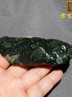 料细腻高脂高糯青玉锦灰堆手把件