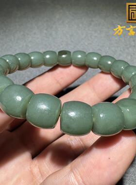 亏麻方言和田玉罕见新疆沙枣青戈壁料留皮油润卡10直切手串手链S6