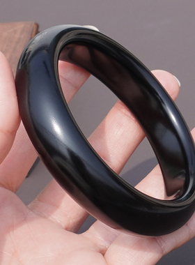 方言和田玉漆黑如墨墨玉籽料手镯