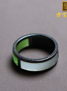 新疆白玉墨玉碧玉19mm银镶玉戒圈