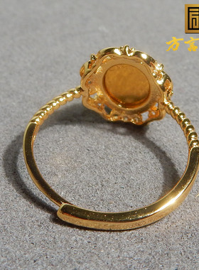 方言和田玉精品级俄罗斯老坑料阳绿碧玉猫眼起荧光银镀金戒指A5