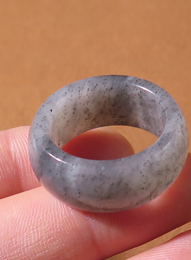 放大漏方言和田玉新疆玉龙河点墨青花籽料内径20mm戒指扳指X7