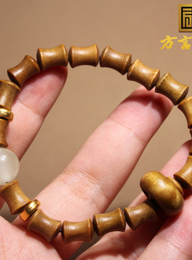 方言绿檀木8mm竹节珠子手串