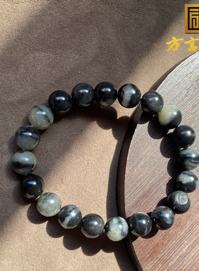 新疆青花籽料聚宝盆10mm圆珠手串