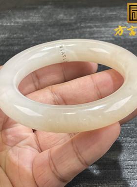 稀缺方言和田玉收藏级青海老坑料细润藕粉羊脂白玉内径54MM手镯S