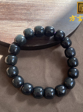 新疆白玉底墨玉籽料12mm老型手串