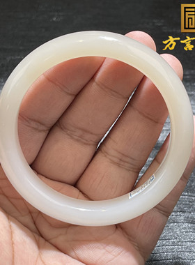 稀缺方言和田玉收藏级青海老坑料细润藕粉羊脂白玉内径58MM手镯S