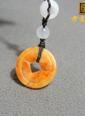 特惠价方言和田玉精品老熟唐河料黄沁黄玉平安扣手机链吊坠挂件R5