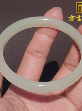 方言和田玉冰底温润淡黄口料手镯