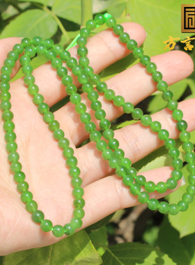 方言和田玉冰底细腻阳绿碧玉手串