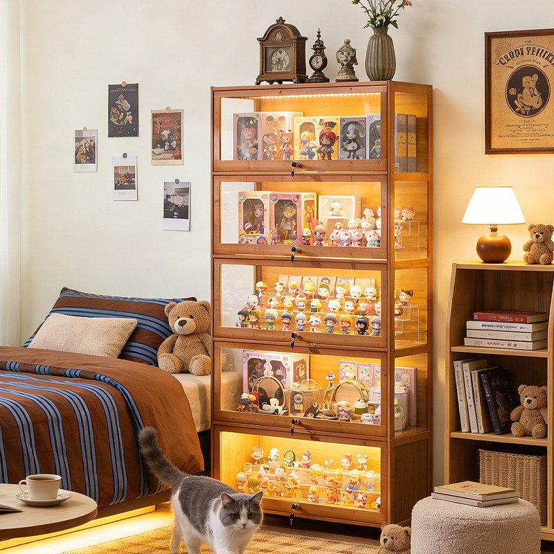 手办展示柜带锁亚克力透明痛柜适用乐高模型积木玩具包包收纳架子,淘宝优惠券,粉丝福利购,淘宝优惠卷