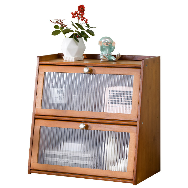 创意复古桌面办公室收纳盒带门防尘护肤化妆品香水整理置物架木柜,淘宝优惠券,粉丝福利购,淘宝优惠卷