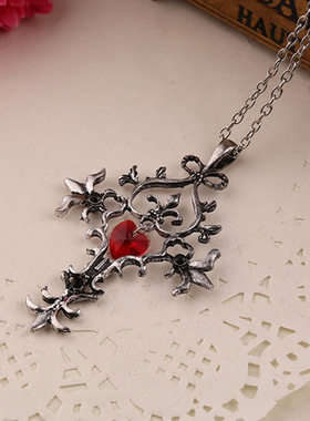 欧美亚马逊Vampire Diaries 吸血鬼日记圣心十字架项链吊坠配饰