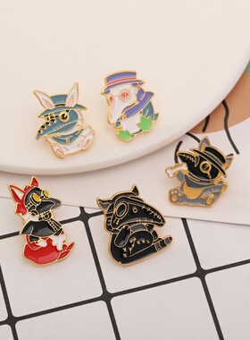 欧美亚马逊新品瘟疫医生金属胸针创意个性卡通游戏面具徽章别针