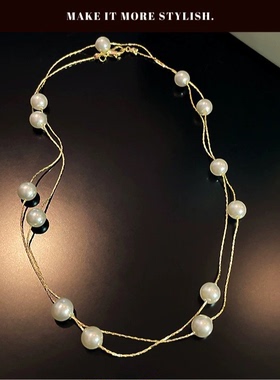 双层叠戴珍珠项链女个性风小众
