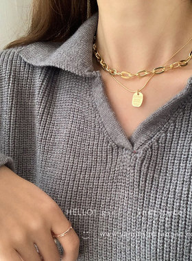 毛衣链2021年新款复古吊坠不锈钢