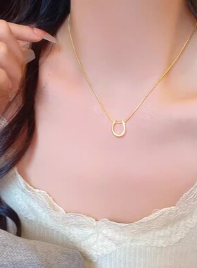 金色马蹄吊坠项链女款2025新款