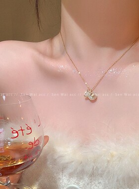 网红钱袋子镶钻钛钢项链女