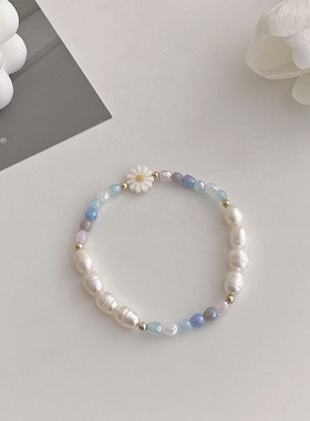 新款多巴胺彩色花朵珍珠项链