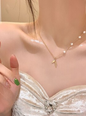 轻奢小众鱼尾吊坠钛钢锁骨链女