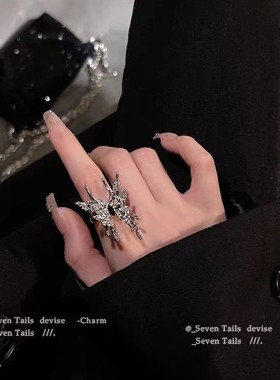 天使之翼蝴蝶戒指女ins潮小众设计高级感冷淡风开口可调节食指戒