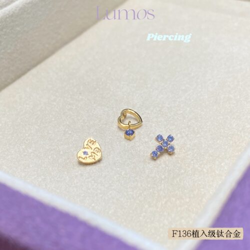 Lumos 坦桑镂空爱心LovemeF136内螺旋钛合金耳钉耳骨钉Flat T118 - 图3