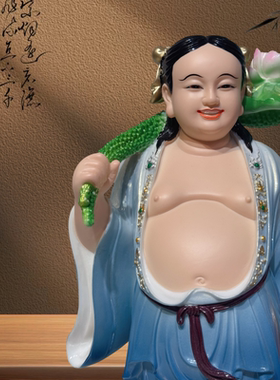 和合二圣神像和睦祝福家用夫妻礼品摆件汉白玉瓷像祝福佛像