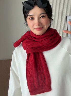 100%澳洲毛线围巾女秋冬季韩版