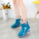 Four seasons women's short-tube plus velvet fashionable waterproof and warm rain boots